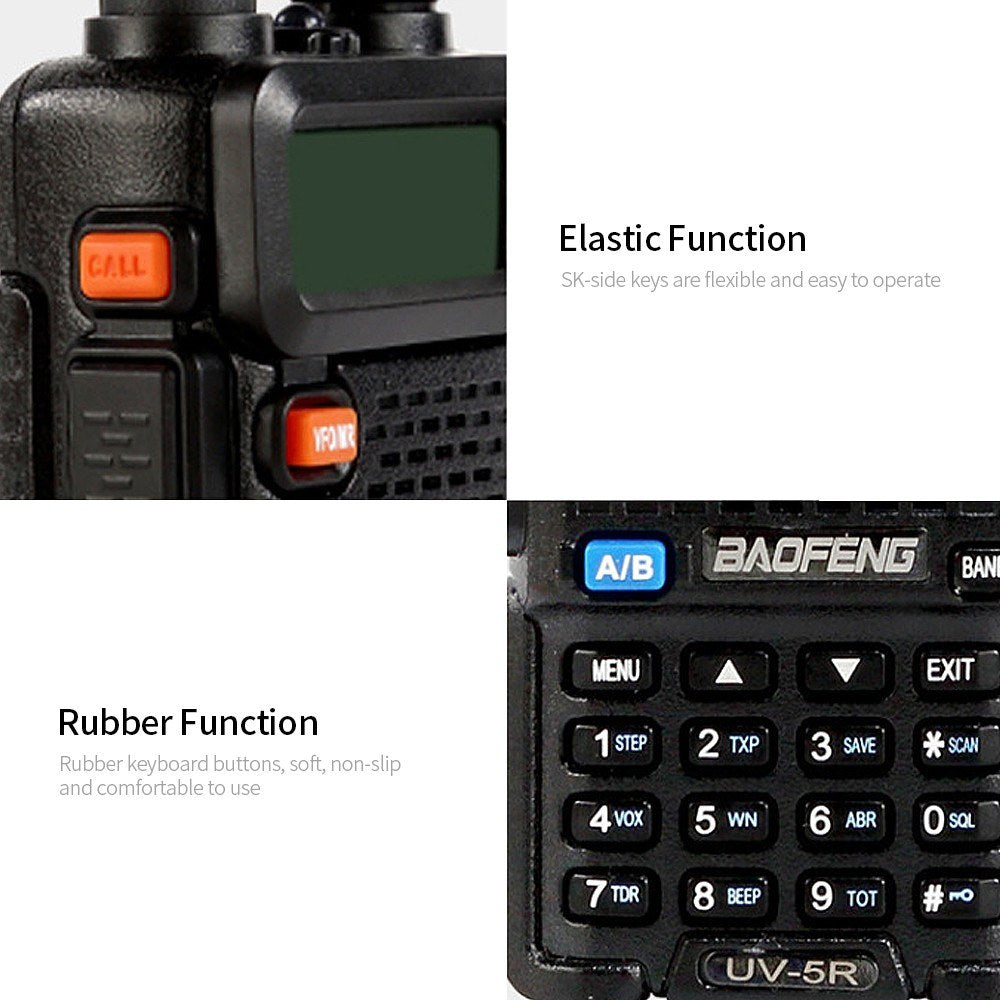 BAOFENG BF-UV5R Dual Band Handheld FM Transceiver, 128CH Amateur Radio, Long Standby, Black