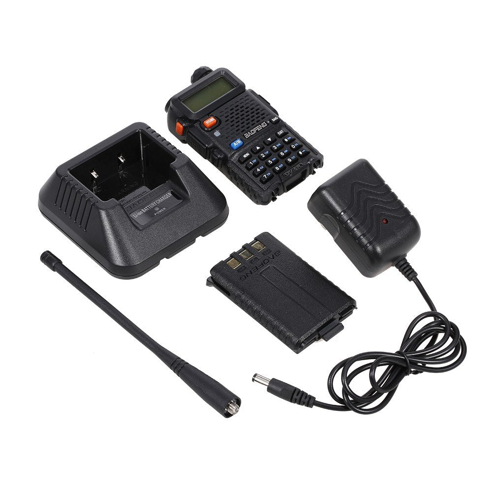 BAOFENG BF-UV5R Dual Band Handheld FM Transceiver, 128CH Amateur Radio, Long Standby, Black