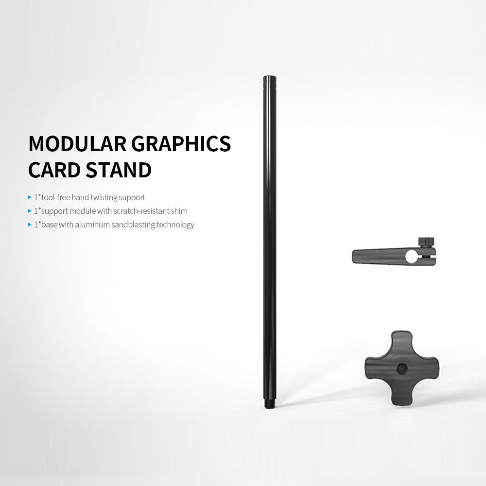 Black Aluminum Vertical Graphics Card Holder - GM961 Single Support Jack Bracket for Desktop PC Case Cooling