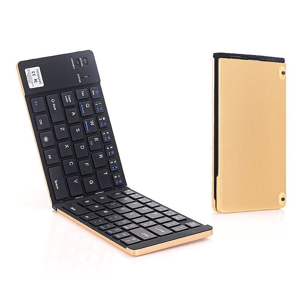 Rose Gold GK228 BT Wireless Folding Mini Keyboard - 66 Keys Portable Office Keyboard with Phone/Tablet/Laptop Stand