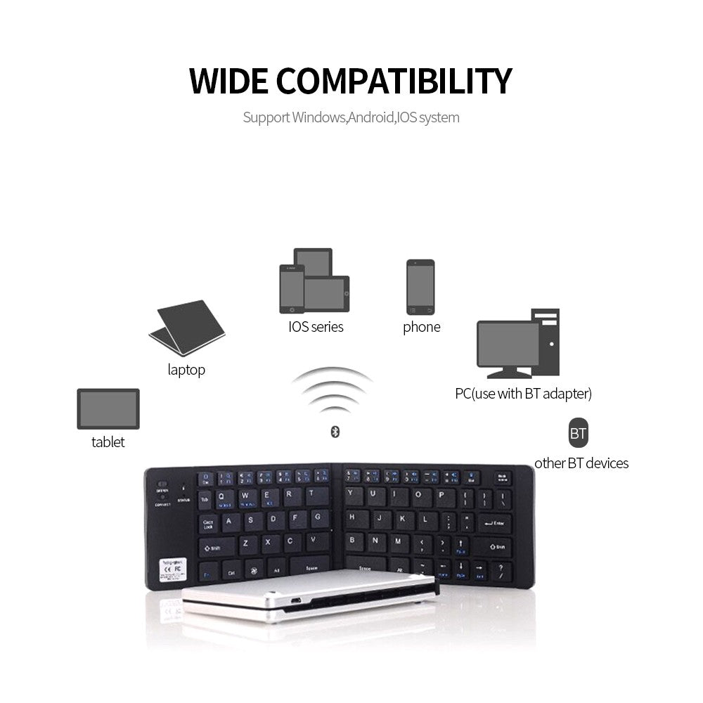 Rose Gold GK228 BT Wireless Folding Mini Keyboard - 66 Keys Portable Office Keyboard with Phone/Tablet/Laptop Stand