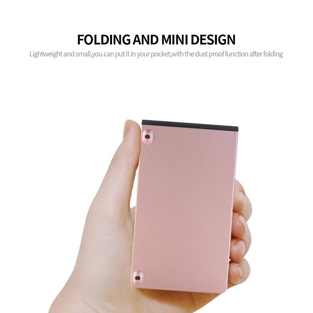 Rose Gold GK228 BT Wireless Folding Mini Keyboard - 66 Keys Portable Office Keyboard with Phone/Tablet/Laptop Stand
