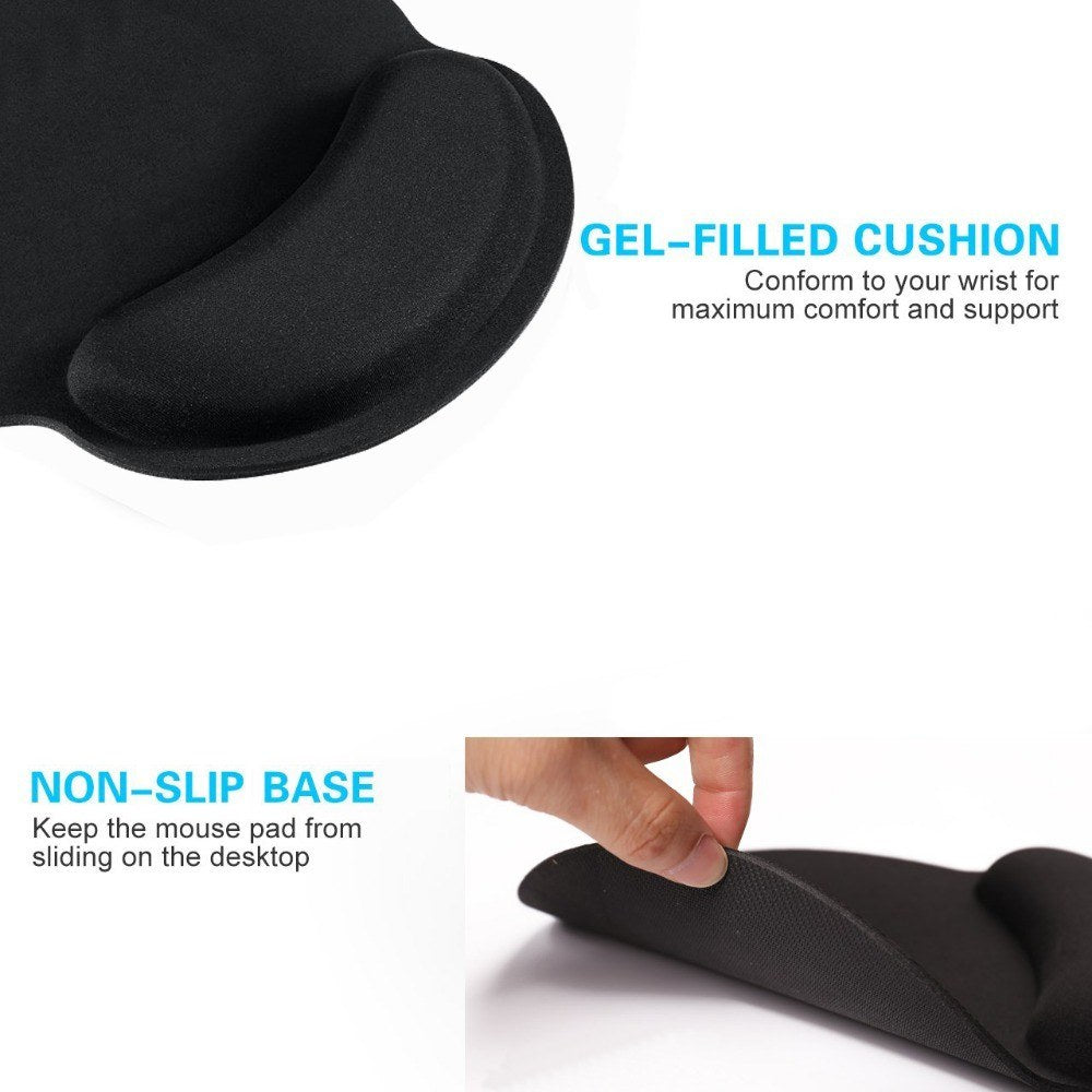Ergonomic Memory Foam Mouse Pad with Non-Slip Wrist Support