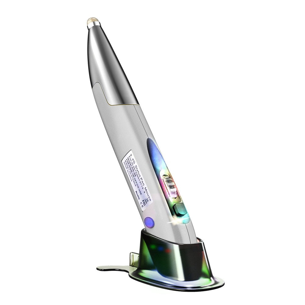 Rechargeable 2.4GHz Wireless Optical Pen Mouse for Left & Right Hands with Dual Right Keys - Purple
