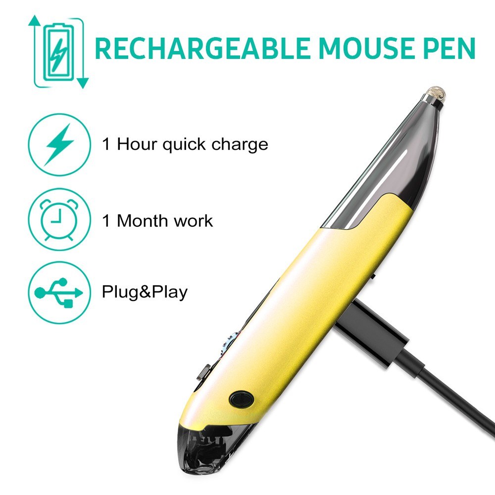 Rechargeable 2.4GHz Wireless Optical Pen Mouse for Left & Right Hands with Dual Right Keys - Purple