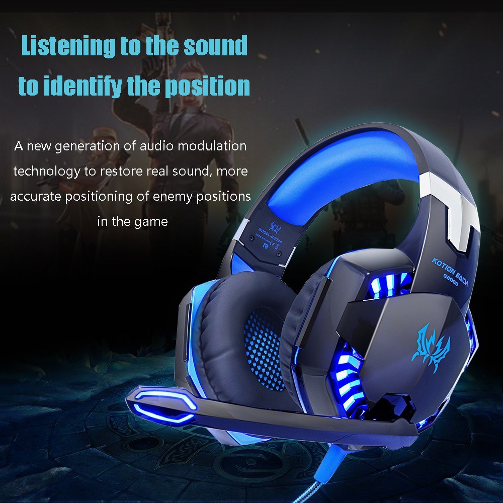 KOTION EACH G2000 3.5mm Gaming Headset with Noise Reduction & Audio Adapter for PC, Laptop, Smartphone