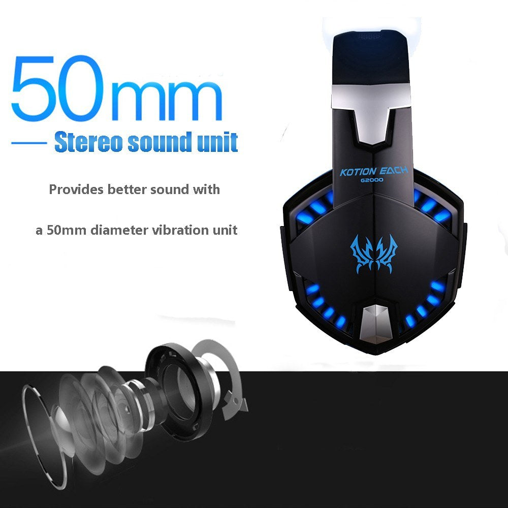 KOTION EACH G2000 3.5mm Gaming Headset with Noise Reduction & Audio Adapter for PC, Laptop, Smartphone