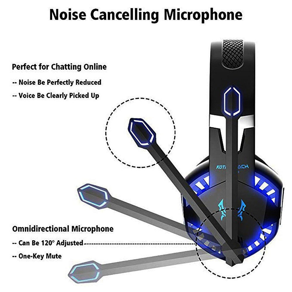 KOTION EACH G2000 3.5mm Gaming Headset with Noise Reduction & Audio Adapter for PC, Laptop, Smartphone