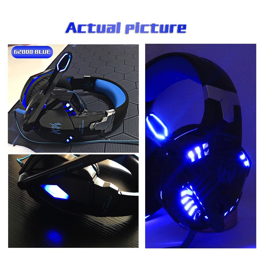 KOTION EACH G2000 3.5mm Gaming Headset with Noise Reduction & Audio Adapter for PC, Laptop, Smartphone