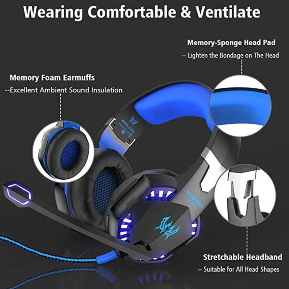 KOTION EACH G2000 3.5mm Gaming Headset with Noise Reduction & Audio Adapter for PC, Laptop, Smartphone