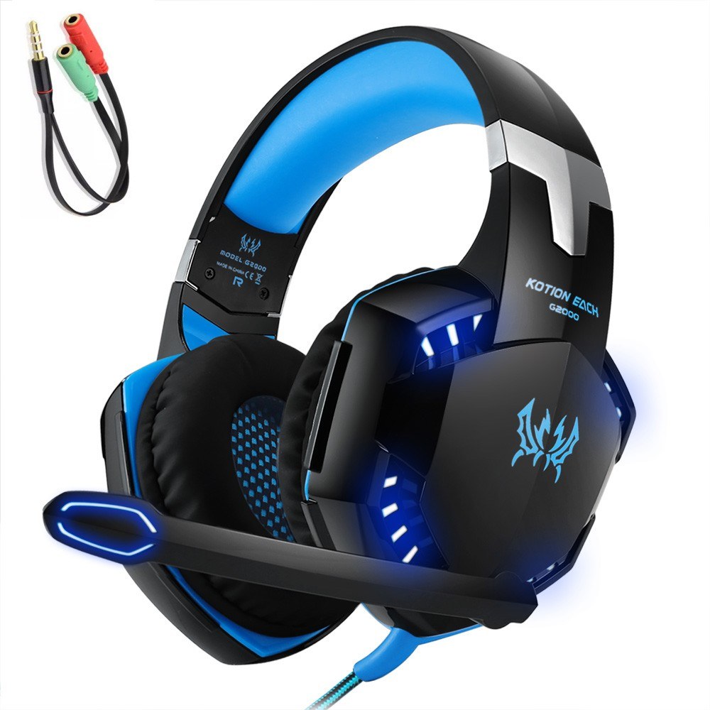 KOTION EACH G2000 3.5mm Gaming Headset with Noise Reduction & Audio Adapter for PC, Laptop, Smartphone