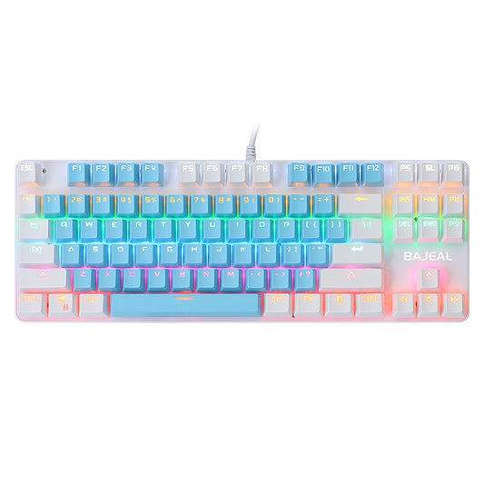 87-Key Wired Mechanical Keyboard with Blue Switches and RGB Lighting