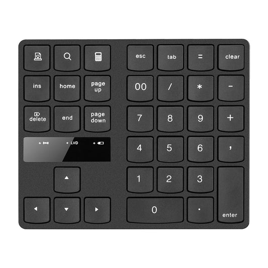 Rechargeable 35-Key Wireless Numeric Keyboard for Accounting - Black