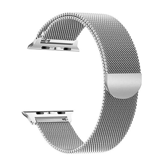 Silver Milanese Stainless Steel Magnetic Watch Band for Apple Watch 38/40mm Series 2-6/SE