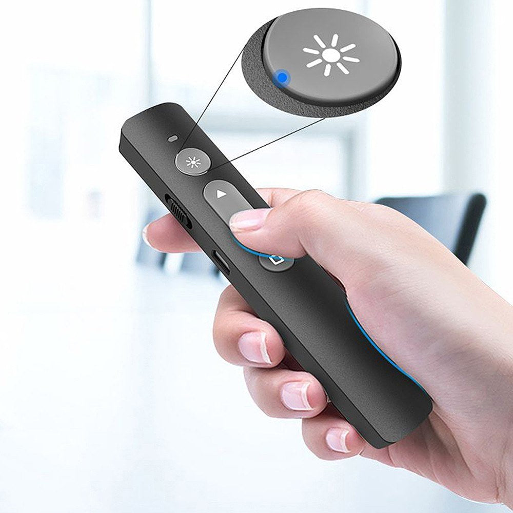 Rechargeable 2.4GHz Wireless Presenter Remote with Red Light Pointer - USB PPT Clicker, White