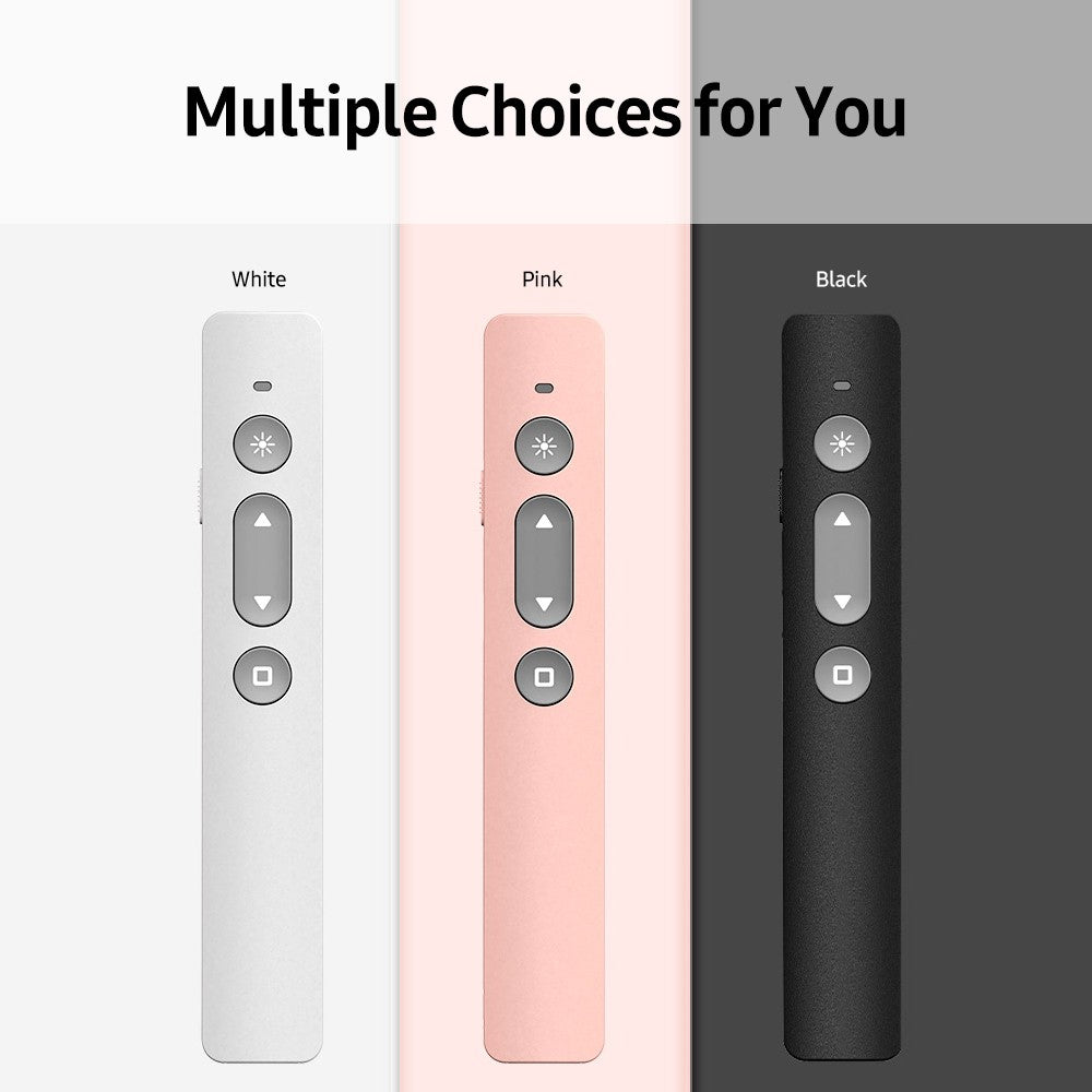 Rechargeable 2.4GHz Wireless Presenter Remote with Red Light Pointer - USB PPT Clicker, White