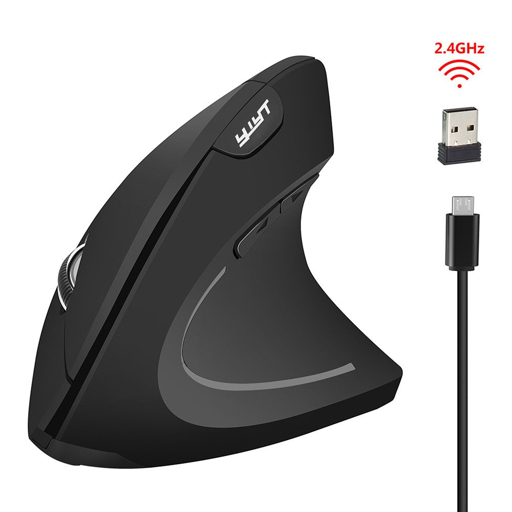 Rechargeable Ergonomic Vertical Wireless Mouse - 2.4G, 3 DPI Levels, Plug&Play, Black