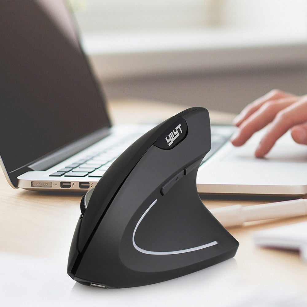 Rechargeable Ergonomic Vertical Wireless Mouse - 2.4G, 3 DPI Levels, Plug&Play, Black