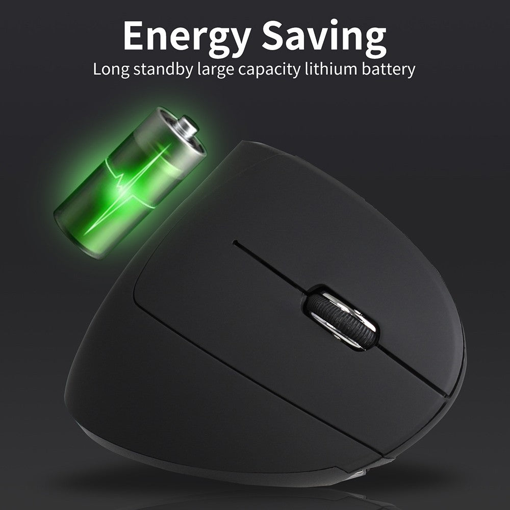 Rechargeable Ergonomic Vertical Wireless Mouse - 2.4G, 3 DPI Levels, Plug&Play, Black
