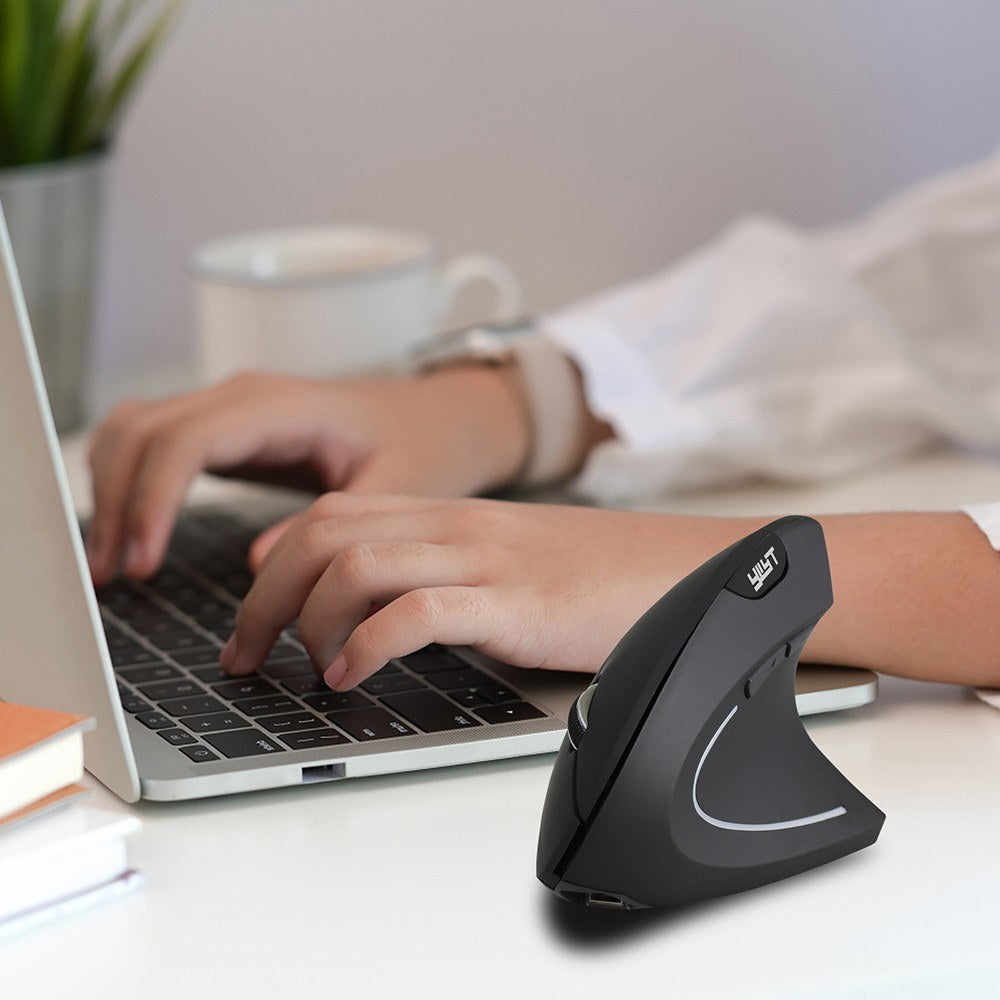 Rechargeable Ergonomic Vertical Wireless Mouse - 2.4G, 3 DPI Levels, Plug&Play, Black
