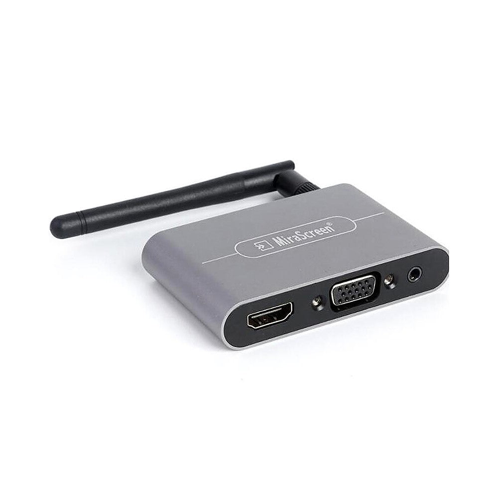 X6W Plus 4K Dual-Frequency Wireless Display Receiver with HD VGA Audio Ports and External Antenna