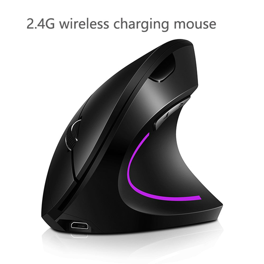 Rechargeable 2.4G Wireless Ergonomic Vertical Mouse with RGB Lighting & Adjustable DPI