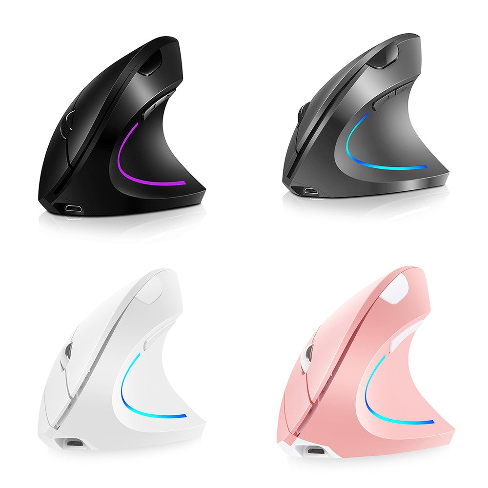 Rechargeable 2.4G Wireless Ergonomic Vertical Mouse with RGB Lighting & Adjustable DPI