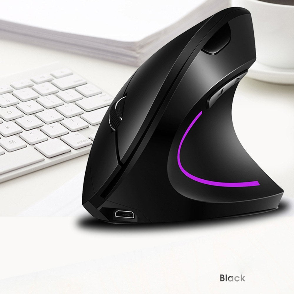 Rechargeable 2.4G Wireless Ergonomic Vertical Mouse with RGB Lighting & Adjustable DPI