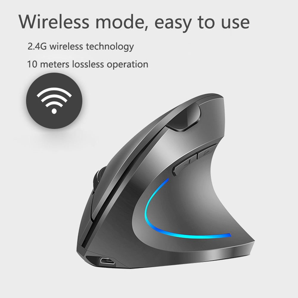 Rechargeable 2.4G Wireless Ergonomic Vertical Mouse with RGB Lighting & Adjustable DPI