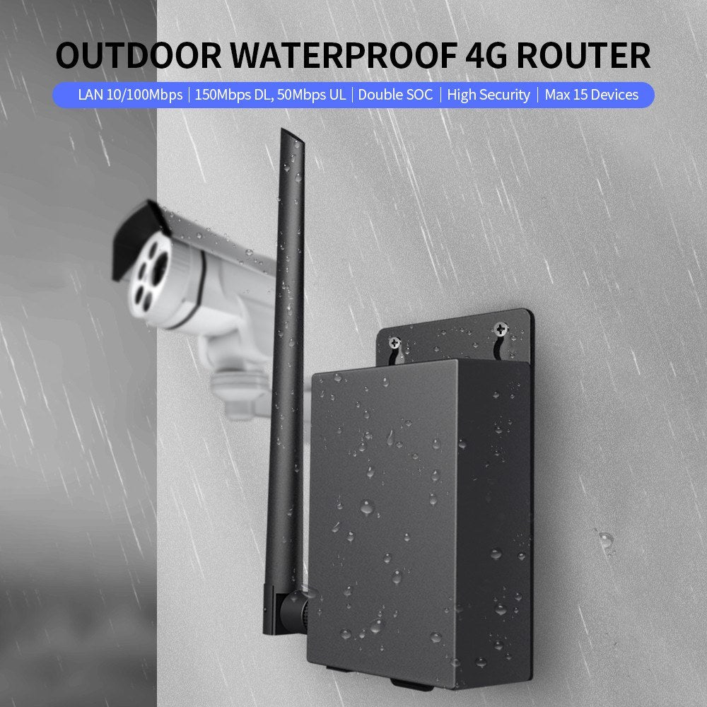 EU Version 4G Outdoor Waterproof Router with SIM Slot, 5Dbi Antenna, Wall Mount, Supports 15 Devices, High Security