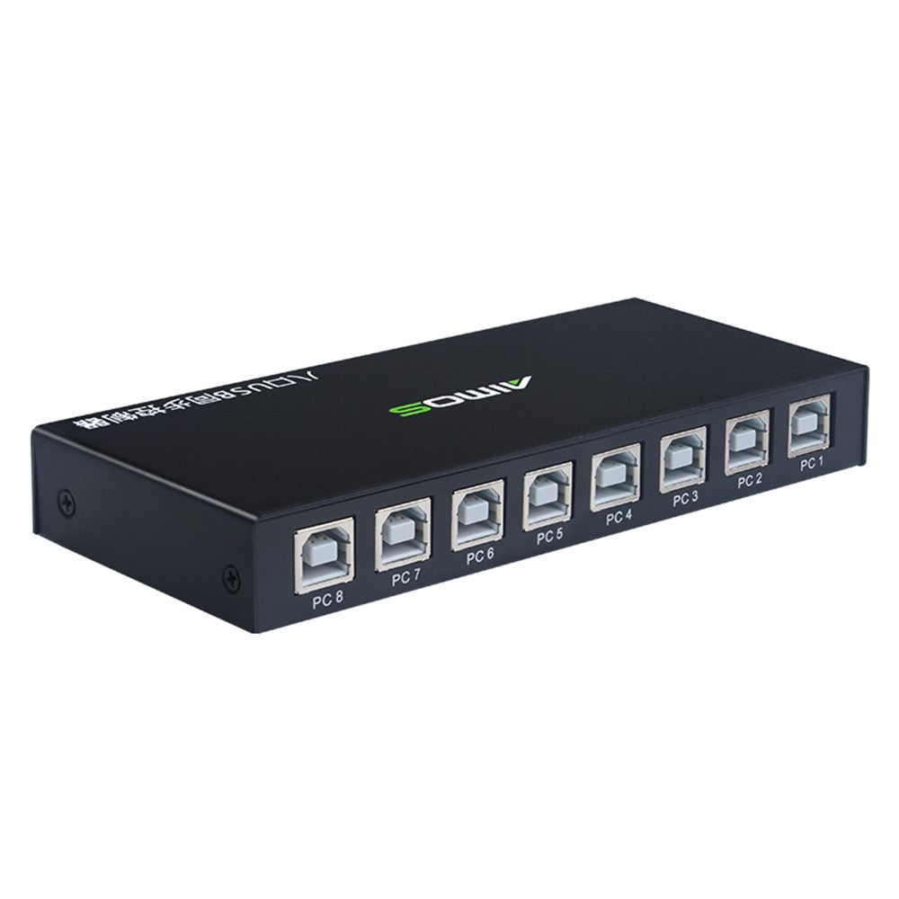 AIMOS 8-Port USB KVM Switch with Synchronization Controller, Metal Shell, Plug & Play, Black