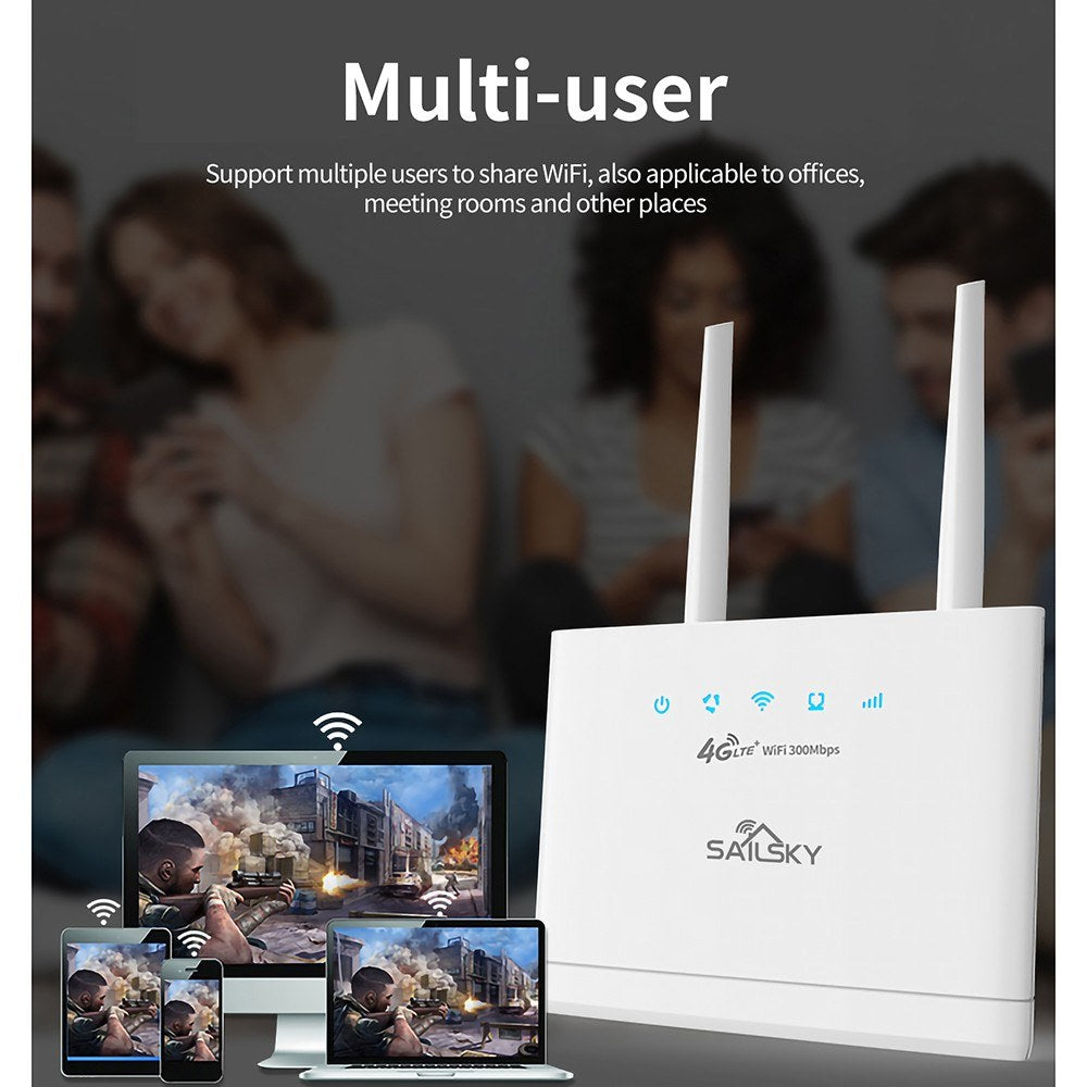Sailsky XM311 300Mbps 4G LTE WiFi Router with SIM Slot & FOTA Upgrade - European Version