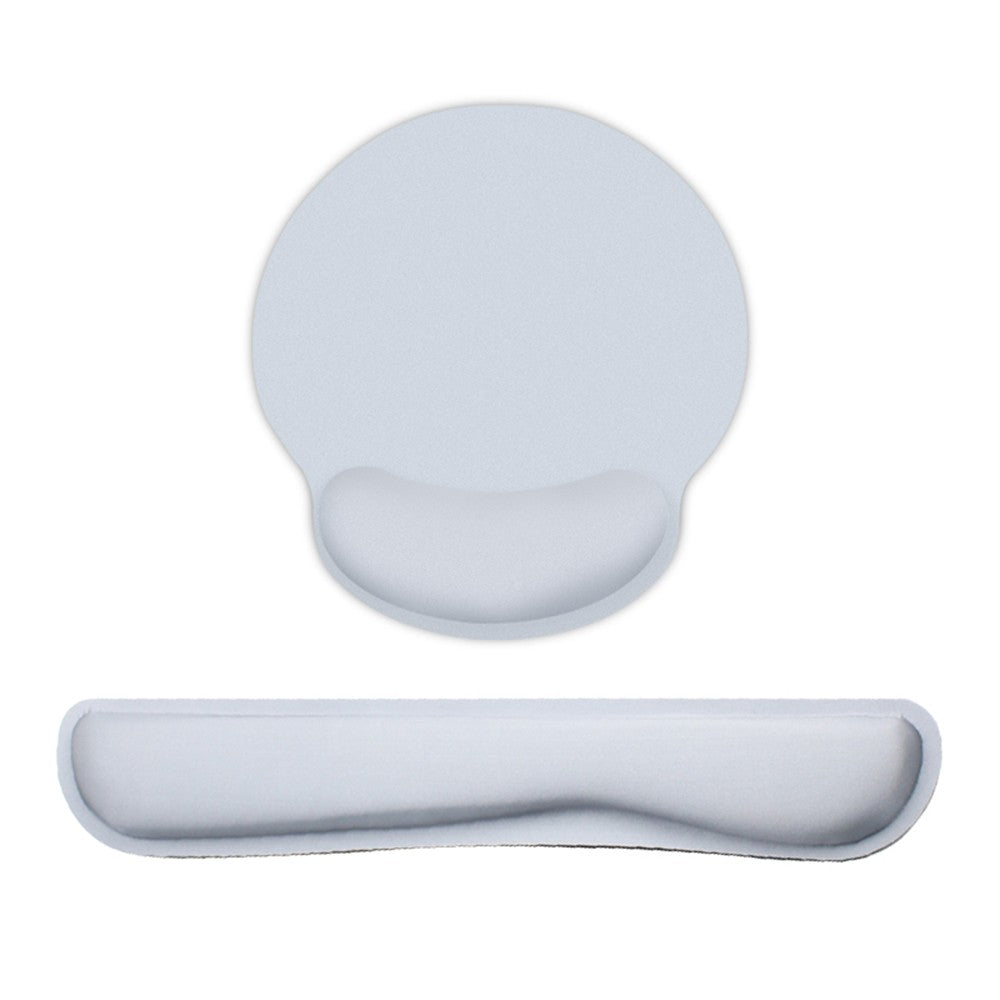 Grey Memory Foam Keyboard & Mouse Wrist Rest Set with Lycra Fabric and Anti-Slip Rubber Base
