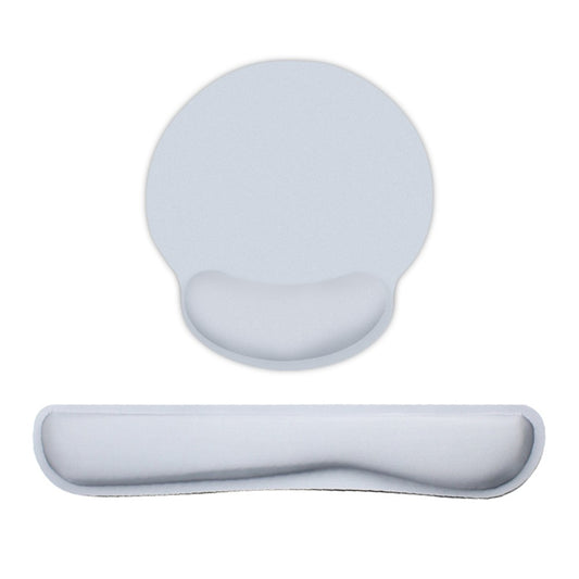 Grey Memory Foam Keyboard & Mouse Wrist Rest Set with Lycra Fabric and Anti-Slip Rubber Base