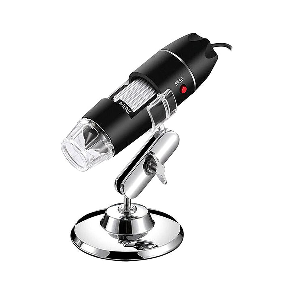Portable 1600X Wired Digital Microscope with USB/Micro USB/Type-C Interfaces and 8 LED Lights