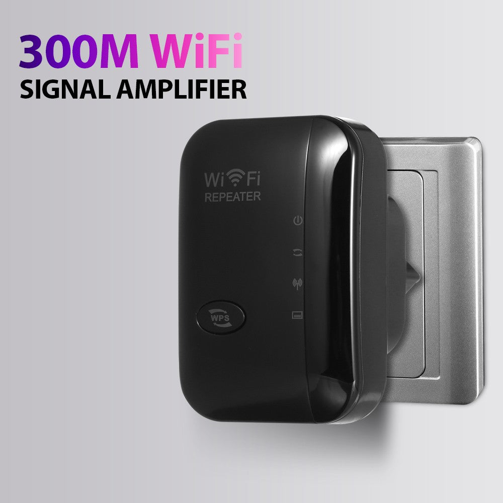 300M WiFi Signal Amplifier & Range Extender with Dual Internal Antennas | EU Plug | Home & Office - White