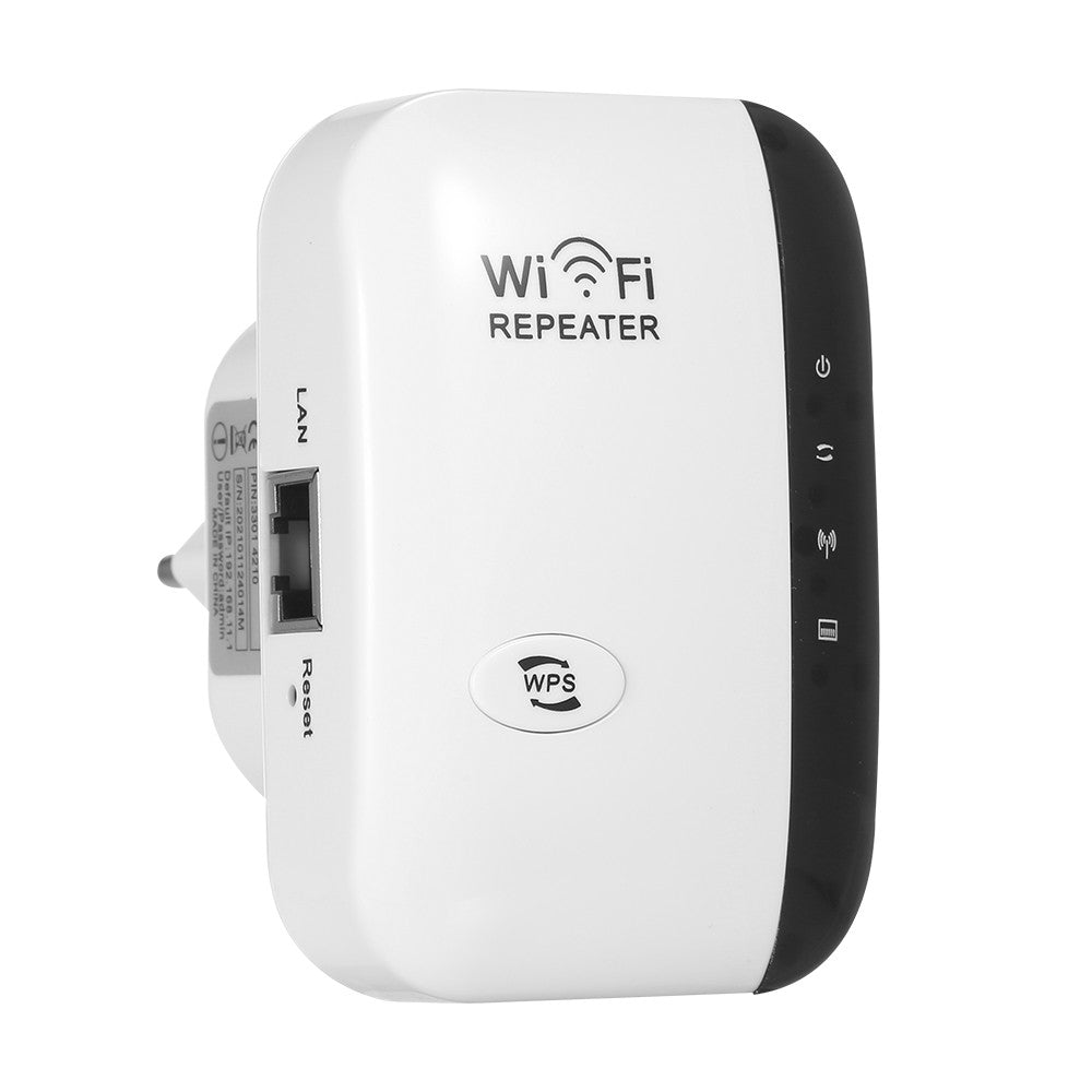 300M WiFi Signal Amplifier & Range Extender with Dual Internal Antennas | EU Plug | Home & Office - White