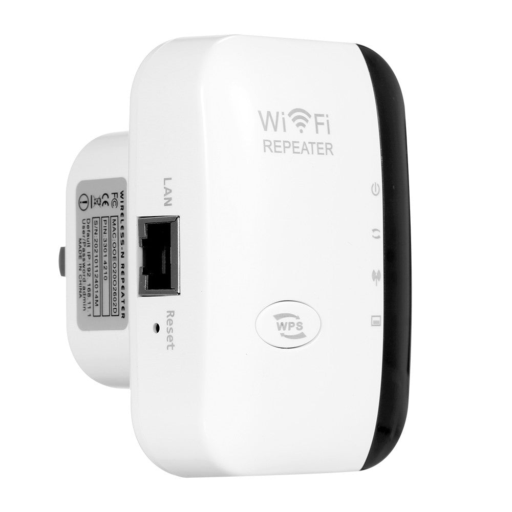 300M WiFi Signal Amplifier & Range Extender with Dual Internal Antennas | EU Plug | Home & Office - White