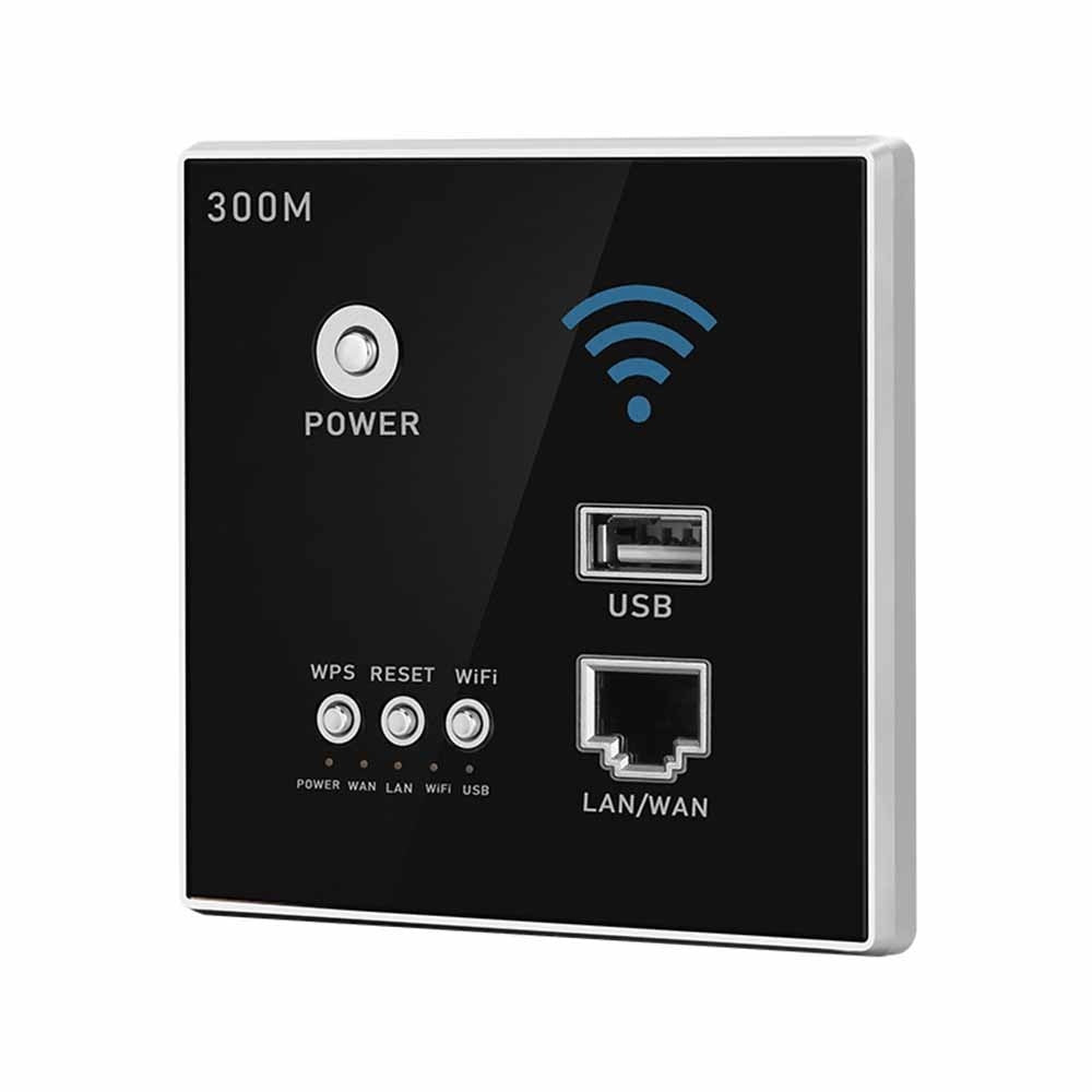In-Wall 300Mbps WiFi Router & AP with USB and WPS Encryption