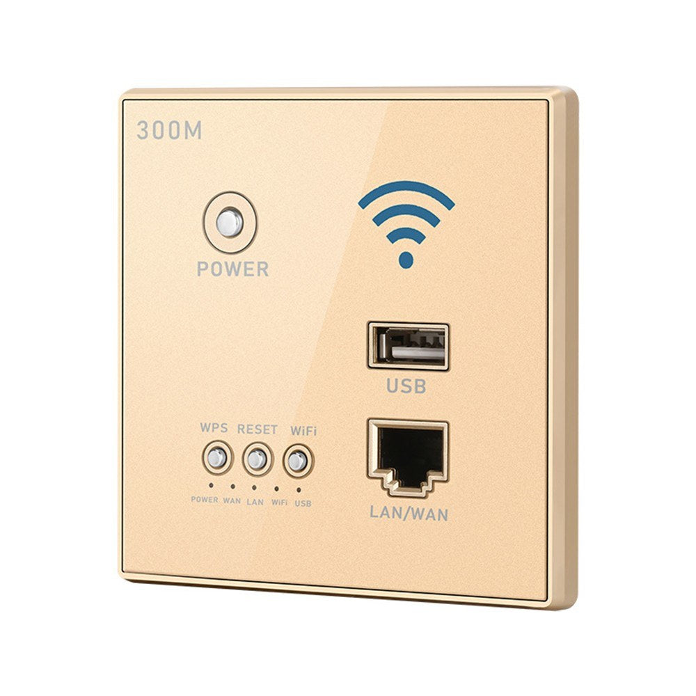 In-Wall 300Mbps WiFi Router & AP with USB and WPS Encryption