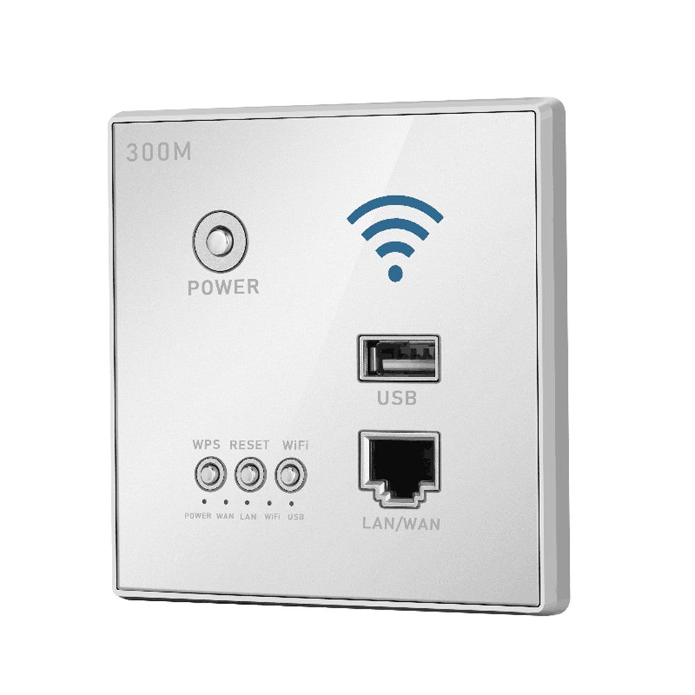 In-Wall 300Mbps WiFi Router & AP with USB and WPS Encryption