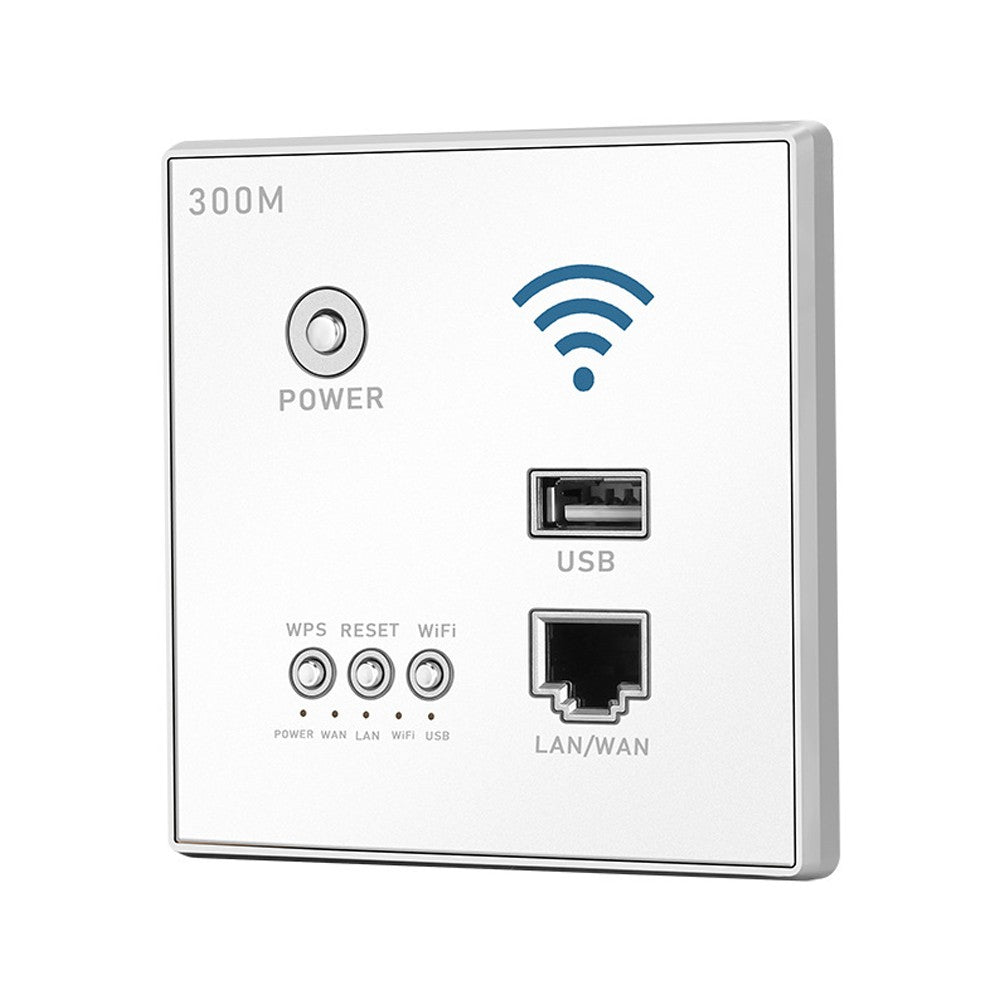 In-Wall 300Mbps WiFi Router & AP with USB and WPS Encryption