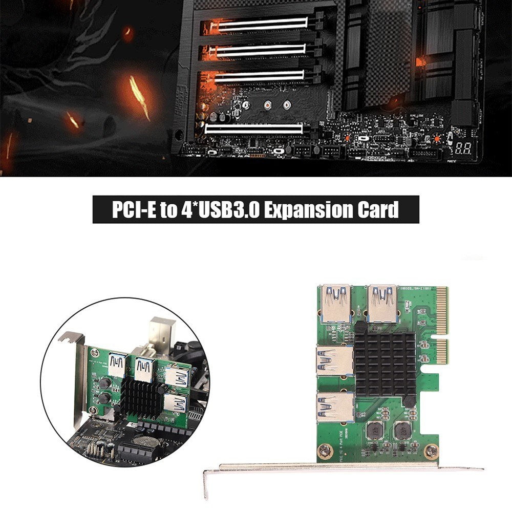 PCI-E X4 to USB 3.0 Adapter Board with 4-Port USB 3.0 Expansion