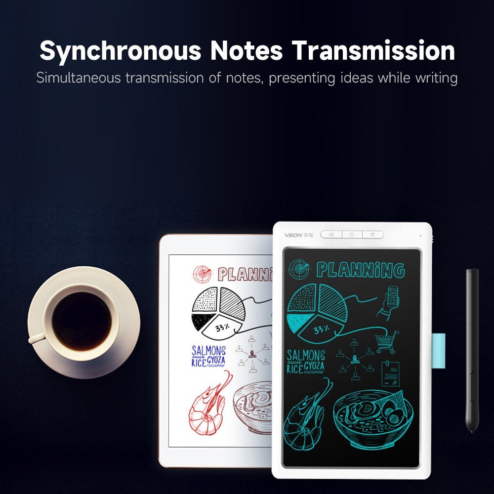 Smart Graphics Tablet, VSON Digital Drawing with 8192 Pressure Levels, Synchronous Note Transmission, Grey