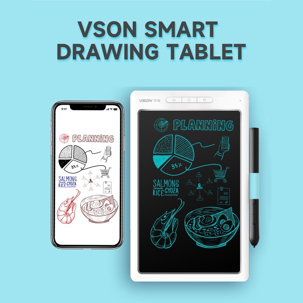 Smart Graphics Tablet, VSON Digital Drawing with 8192 Pressure Levels, Synchronous Note Transmission, Grey