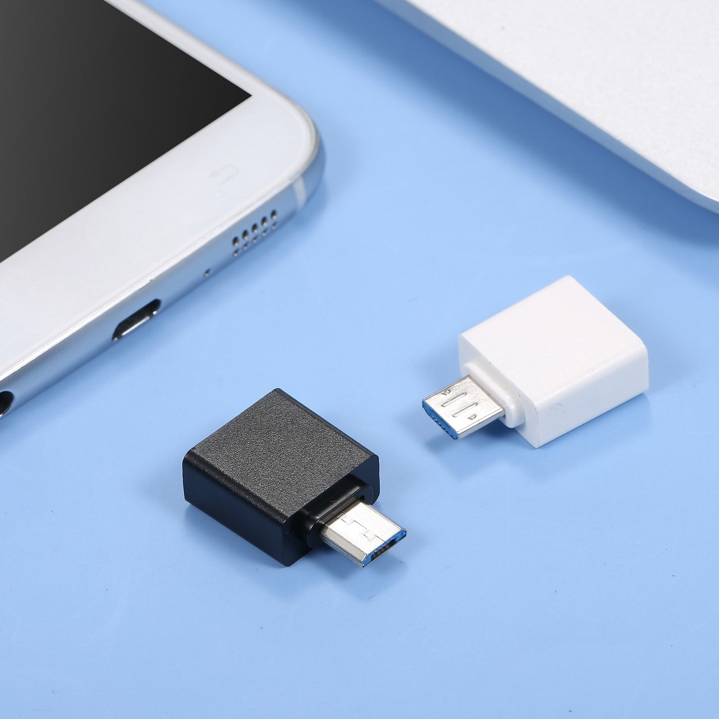 Portable OTG USB 2.0 Adapter - Mini Aluminum for iOS Devices, Black