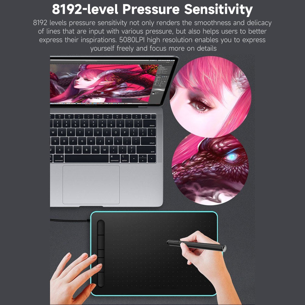 VSON WP9620N Blue Graphics Tablet - 8192 Levels Pressure Sensitivity, 5080 LPI Resolution, 230 PPS Read Speed