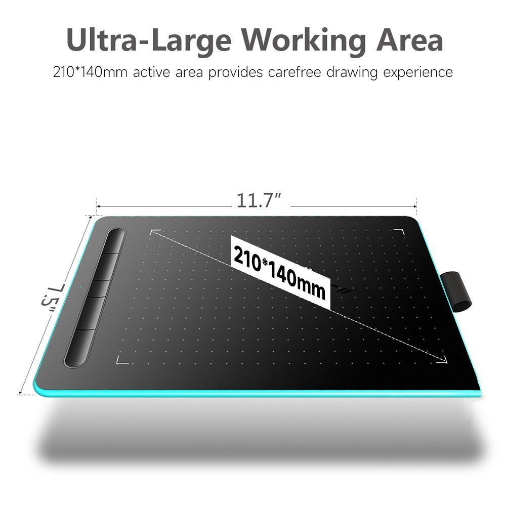 VSON WP9620N Blue Graphics Tablet - 8192 Levels Pressure Sensitivity, 5080 LPI Resolution, 230 PPS Read Speed