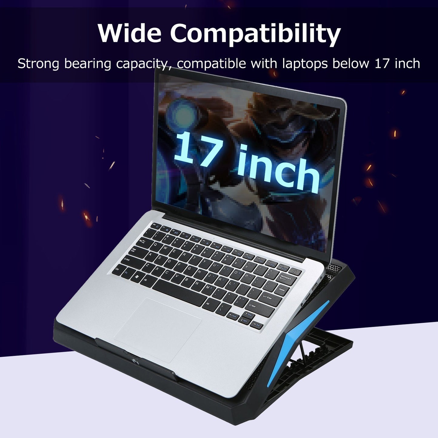Foldable 6-Fan Laptop Cooler Stand with Low Noise, 6-Level Height Adjustability, Dual USB Ports, Wide Compatibility