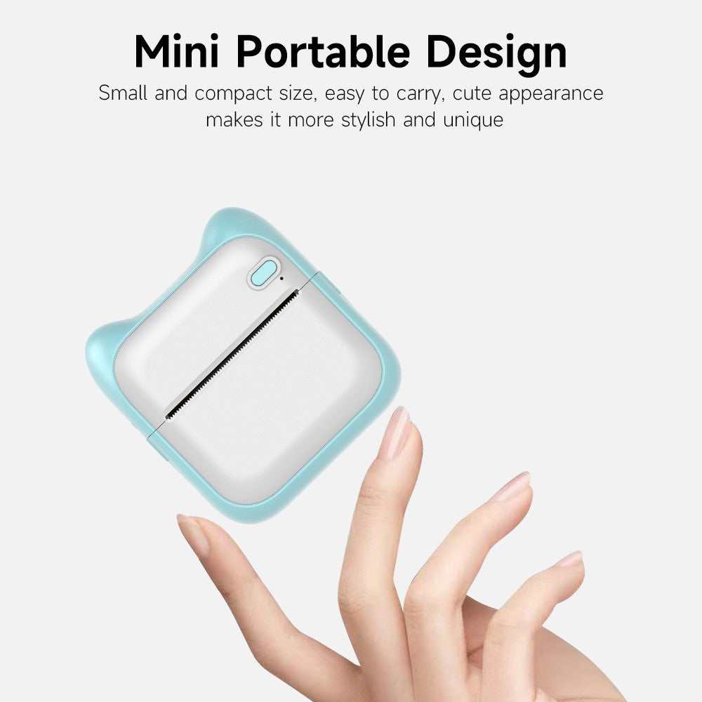 Portable Wireless Bluetooth Thermal Pocket Printer - Photo, Notes, Text Memo Printing - Blue